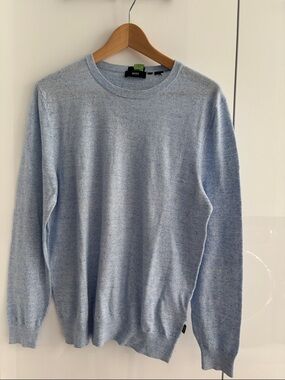 BOSS Pale Blue Marled Crewneck Sweater